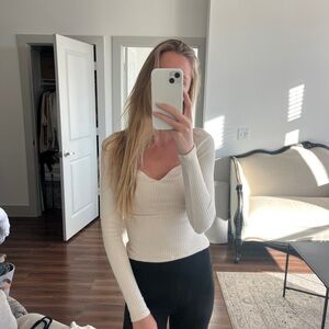 Reformation cream ribbed top